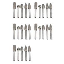 Carbide Roterende Bramenset, 12 mm Kop met Schacht, Dubbel Gesneden Vijl voor Boren, Polijsten, Graveren, Boren, 25-Pack