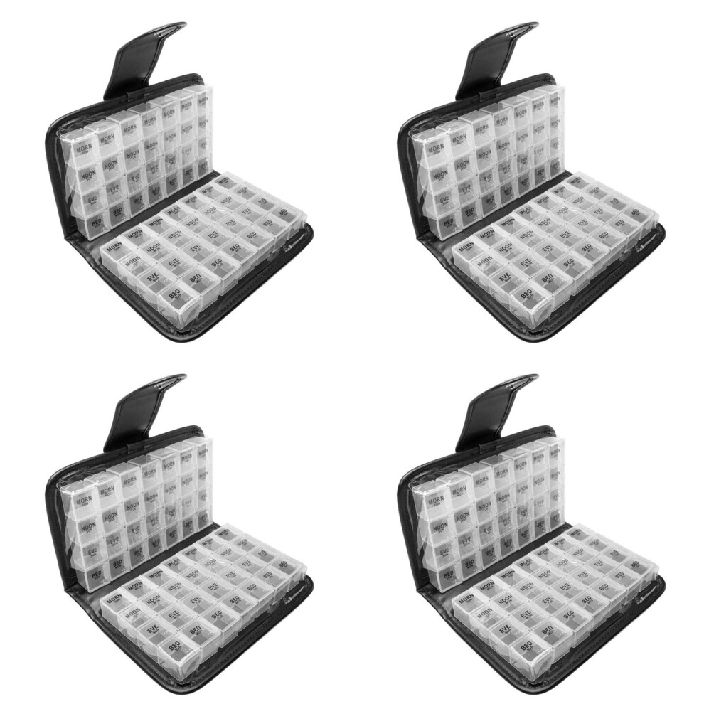 4X 14 Day Pill Box Travel Organizer Dose Medicine Tablet Storage Container Box Daily Pill Organizer Vitamin Organizer