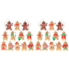 24 Stück Weihnachtsschmuck, Verschiedene Kunststoff-Lebkuchenfiguren, Ornamente für Weihnachtsbaum-Hängedekorationen