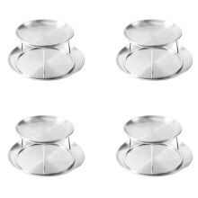 4X Seafood Plate Set Double Stainless Steel Snack Plate Afternoon Tea Cake