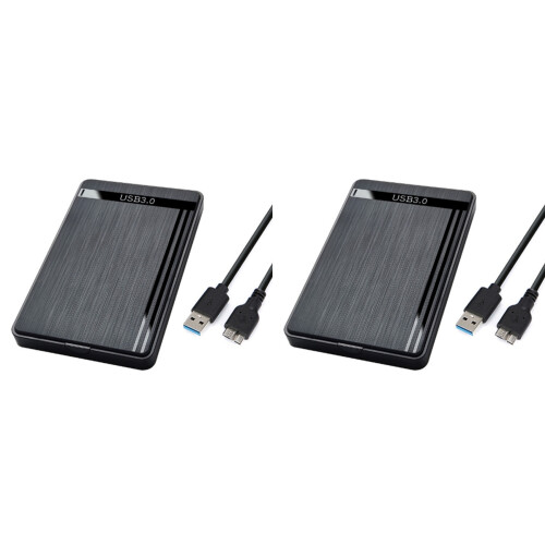 2X Gabinete de HDD  de 2,5 Polegadas para USB 3.0, Gabinetes para Disco Rígido Móvel para SSD, Caixa de Armazenamento Externo HDD com Cabo USB 3.0