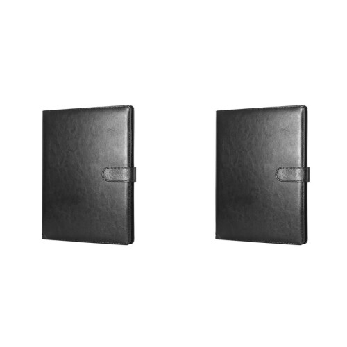 2X A4 Leather Folder Multifunctional Business Contract Folder with Notes Business Stationery Folder Black