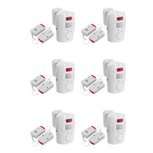6X Infrared Motion Sensor Alarm - Burglar Alarm with 12 Remote Controls, Suitable for Home/Garages/Shops