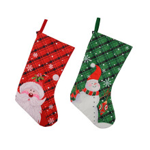 Polyester Cotton Christmas Stockings45x21cm Green Red2