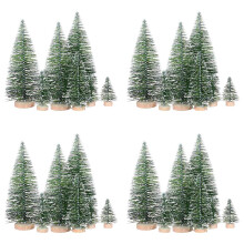 100PCS Miniature Artificial Christmas Trees 5 Sizes,with Wooden Base for Decoration DIY Party Decoration Crafts