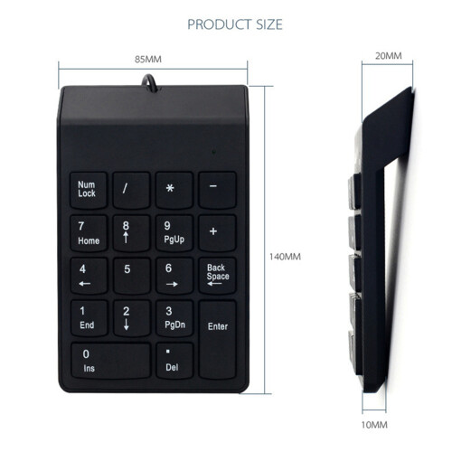 2X Wired Numeric Keyboard Keypad Number 18 Keys USB Cable for Laptop Work From Home 2