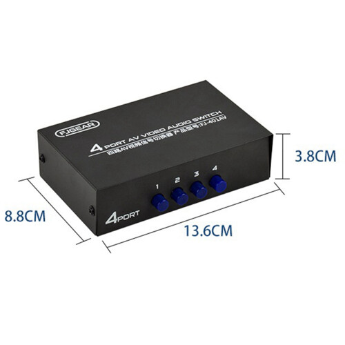 2X FJGEAR AV Switcher 4 Into 1 Out Av RCA  Interface Audio and Video Switcher Multi-Function 4-Way AV Switcher 2