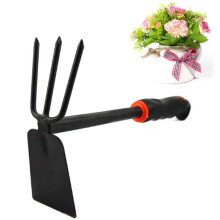 Houe et râteau de jardin 2 en 1 avec manche en caoutchouc antidérapant