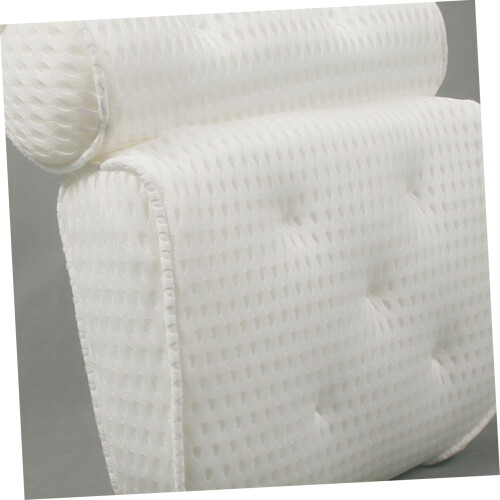 Bath Pillow with Ergonomic Neck Support, Breathable 4D Air Mesh and Strong Suction Cups – White 2
