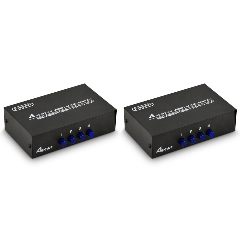 2X Fjgear Av Switcher 4 Into 1 Out Av Rca Interface Audio And Video Switcher Multi-Function 4-Way Av Switcher 6034170091357