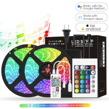 Stiall Soilse LED RGB 10m le Wi-Fi & Sioncrónú Ceoil