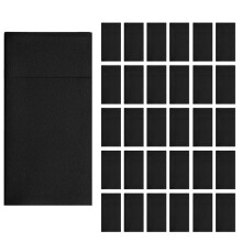 150 PièCes Serviettes de Table Jetables avec Poche à Couverts IntéGréE, Tissu Pré-Plié Comme des Serviettes en Papier pour FêTe de Mariage Noir