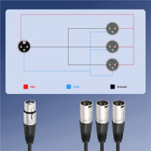 6X Kabel Rozdzielający XLR 3-Stykowy Żeński na 3-Stykowy Męski Y, Kabel Rozdzielający XLR 3-Stykowy do Miksera Mikrofonowego