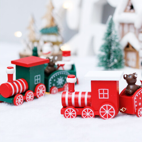 Wooden Christmas Train Ornament Set3pcs 2