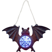 Morcego decorativo de Halloween para pendurar com LED, preto, 17 cm