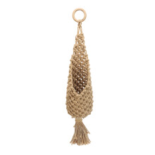 Pannenlap van katoenen touw met houten ring