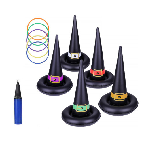 Inflatable Witch Hat Ring Toss Game – 5Hats, 5Rings, PVC