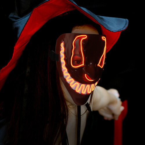 Μάσκα LED για το Halloween με λαμπερά μάτια, 19x22εκ. 1