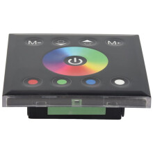 2X DC12V-24V RGB / RGBW Wandmontierter Touchpanel-Controller Glaspanel-Dimmerschalter-Controller für LED-Streifen-Lampe Schwarz