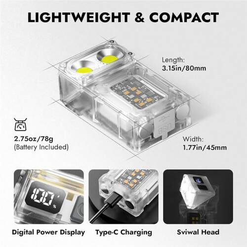 LED Flashlight Rechargeable, 800 Lumens  Work Lihgt, Small EDC Flashlight Clip  with Back Clip,Black 2