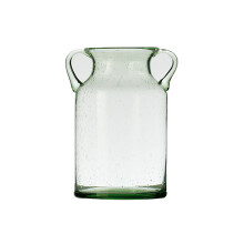 Vase décoratif élégant en verre soufflé à la main, effet bulles d'air, pour une décoration de style bord de mer (bleu)