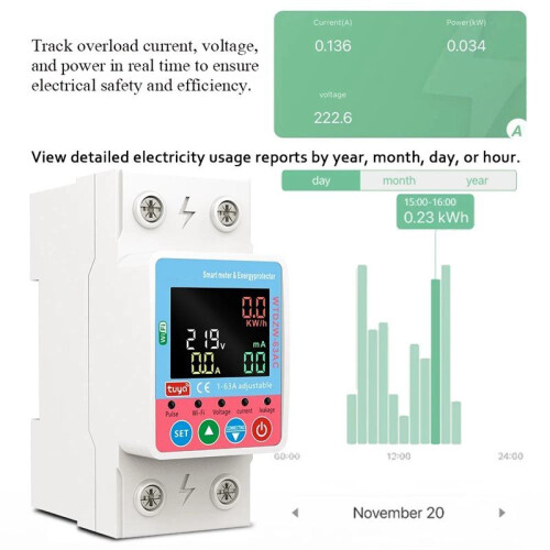 WIFI Metering Circuit Breaker  Remote Control Two-Way Metering Leakage Overvoltage and Undervoltage Current 2