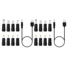 2X 8 In1 5V USB to 5.5X2.1mm 3.5mm 4.0mm 4.8mm 6.4mm 5.5X2.5mm 6.3mm Plug Charging Cord for Fan Speaker Router Lamp