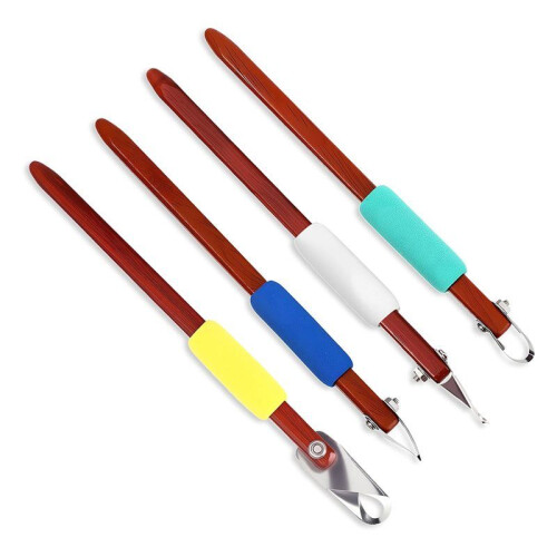 4Pcs Pottery Carving Tool Set Sculpture Scraper  Modelling Tools Red Pear Wood Texture Handle