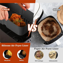 Silicone Air Fryer Liners for DZ071 10-Piece Air Fryer Set with Oil Brush,Gloves, Food Clips, Scraper Grill Mats
