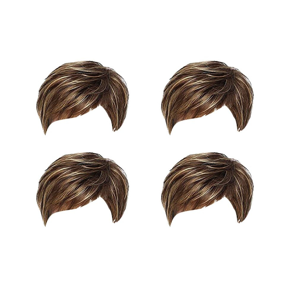Semoic Unisex 4X Short Straight Synthetic Wig Female Natural Wig For Role-Playing Party And Daily Use Wig