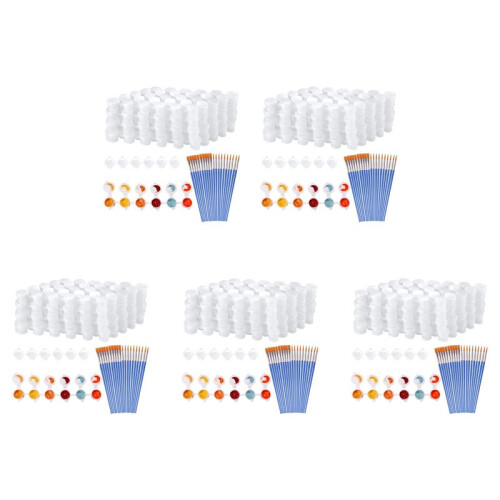100 Strips 600 Pots Empty Paint Strips 100 Pieces Paint Brushes,Paint Cup Clear Plastic Storage Containers,3Ml/0.17Oz