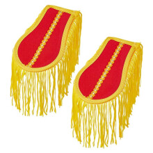 2PCS Tassel Shoulder Uniform Fringe Shoulder Cloth Base Epaulettes Brooch Pin with Golden Tassel Red