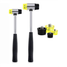 2Pcs 25mm/35mm Double-Faced Soft Hammer Mallet with 4Pcs Replacement Heads Kit, for Crafts Watch Jewelry Flooring