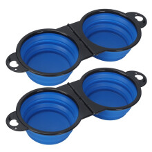 1-Piece 2-in-1 Foldable Dual Bowl Feeding Bowl Portable Outdoor Travel Dog Cat Drinking Bowl Pet Supplies Feeding Water