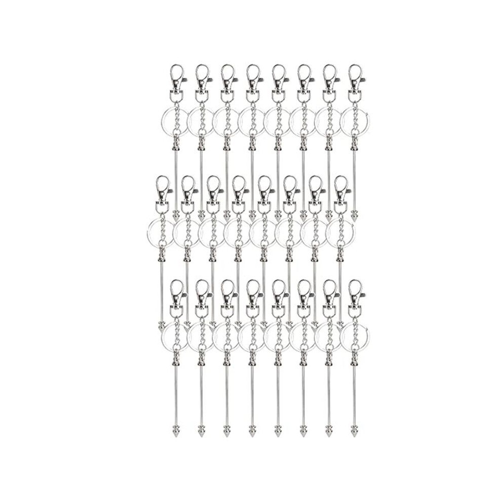 24Pcs Beadable Keychain Bars Bead Keychain Making Kit Blank Keychains Beaded Items For Diy Crafts Jewelry Making Silver 6031741501215