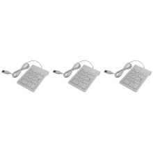 3X  USB Wired Numeric Keypad Numpad 18 Keys Digital Keyboard for Accounting Teller Laptop Windows Android (White)