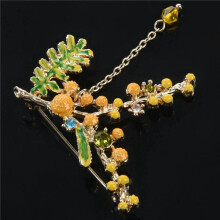 2X Schmuck Mimosen Brunnen Grüne Blatt Brosche Weibliche Hemden der Frauen Broschen