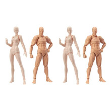 2X Body Doll, Artists Manikin Blockhead Jointed Mannequin Drawing Figures Male+Female Set (Skin Color)