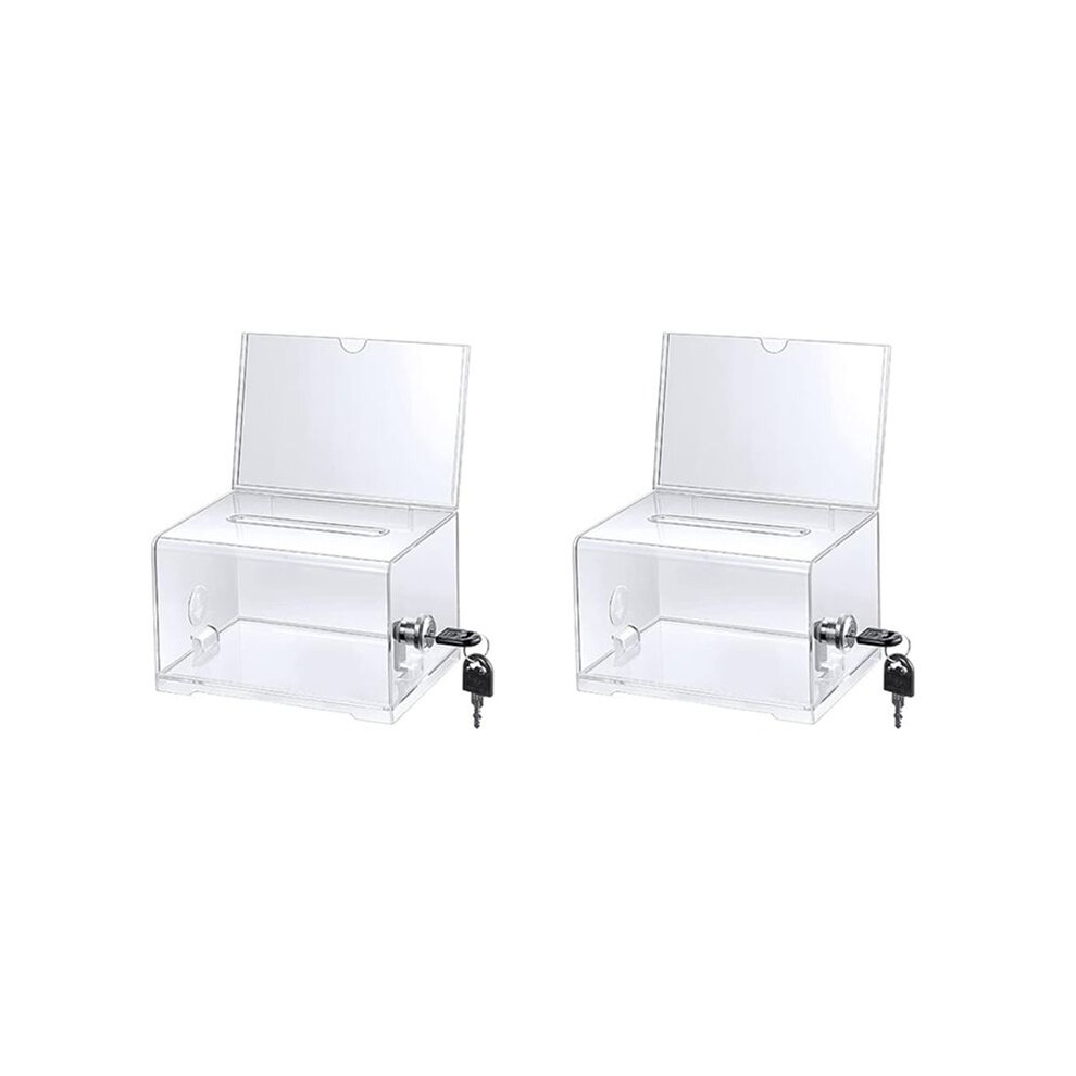 2 Pack Acrylic Donation Box With Lock, Clear Ballot Box With Sign Holder, Suggestion Box For Fundraising 6032592244108