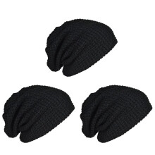 3X Bonnet Long LâChe pour Homme Bonnet Tricoté pour L'ÉTé Hiver Surdimensionné Noir
