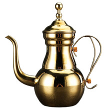 Stainless Steel Flower Teapot Kettle Fine Pot Hotel Long Mouth Pot Hotel Tea Pot Filter Restaurant Bubble Teapot Gold