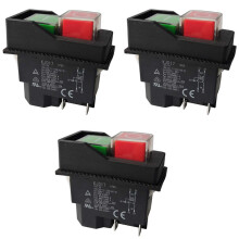 3X Electromagnetic Switches Pushbutton Switches for Garden Tools KJD17 220V 4 Pin -Terminals