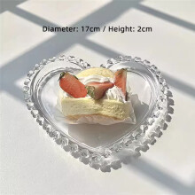 Assiette de Petit-Déjeuner Vintage en Forme de Cœur, Verre Commercial, Vaisselle Délicate pour Gâteaux, Collations, Fruits, Thé de L'Après-Midi.
