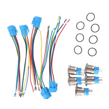 5 Stück Metall-Druckschalter, 12 V, 19 Mm, Ringlampen-Stromsymbol, Wasserdichtes LED-Licht, Selbstverriegelnd, Zurücksetzen, mit Stecker