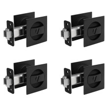 4X Serrure de Porte Escamotable, Quincaillerie de Porte Escamotable Contemporaine Noire Mate, Serrure de Porte Coulissante Noire