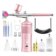 Airbrush Kit with Compressor, 48PSI High Pressure Air Brush Kit with 0.3/0.5mm Nozzle and Cleaning Brush Set B