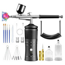 Airbrush Kit with Compressor, 48PSI High Pressure Air Brush Kit with 0.3/0.5mm Nozzle and Cleaning Brush Set A