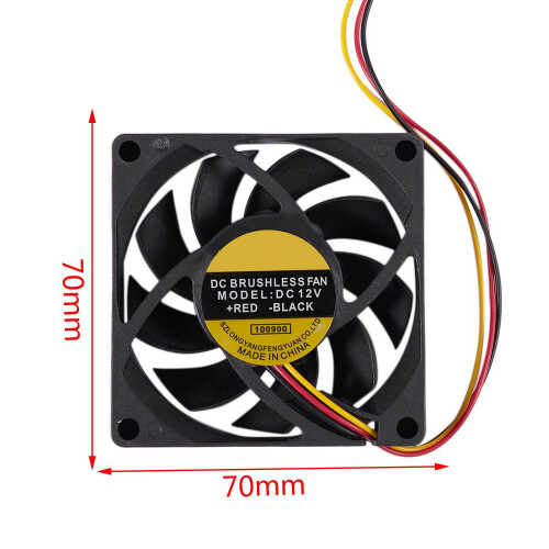 70x70mm 12V 3-Pin PC Computer Case CPU  Brushless Cooler Cooling Fan Black 1