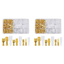1440 Pieces of 2.8 / 4.8 / 6.3mm Male and Female Quick Crimping Terminal Blocks with Insulating Sleeve Combination Kit