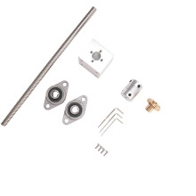 1Set 200mm Length 8mm Dia Silver Vertical 2mm Lead Screw Rod & Pillow Block Mounted Bearing T8 Lead Screw Kit for 3D Printer